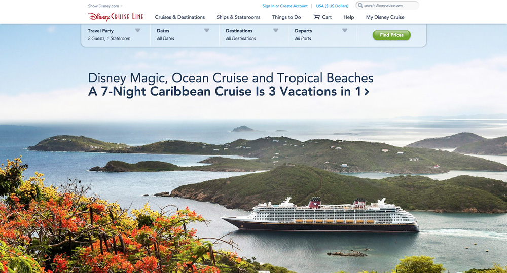 Disney Cruise Line Page Screenshot